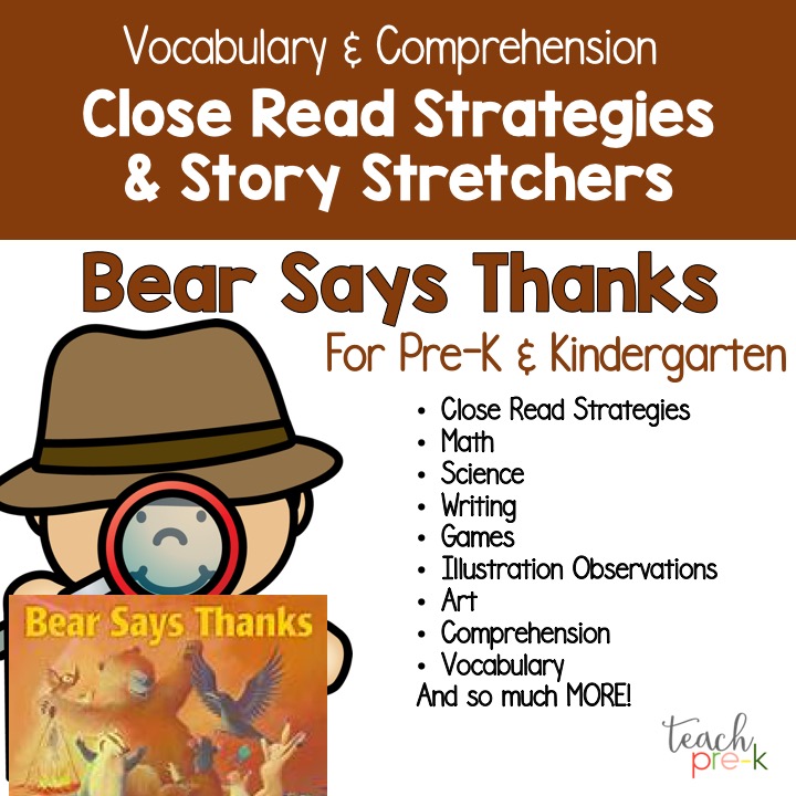 bear says thanks activities