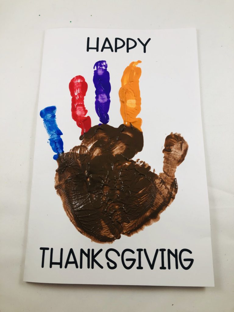 preschool thanksgiving card hand turkey