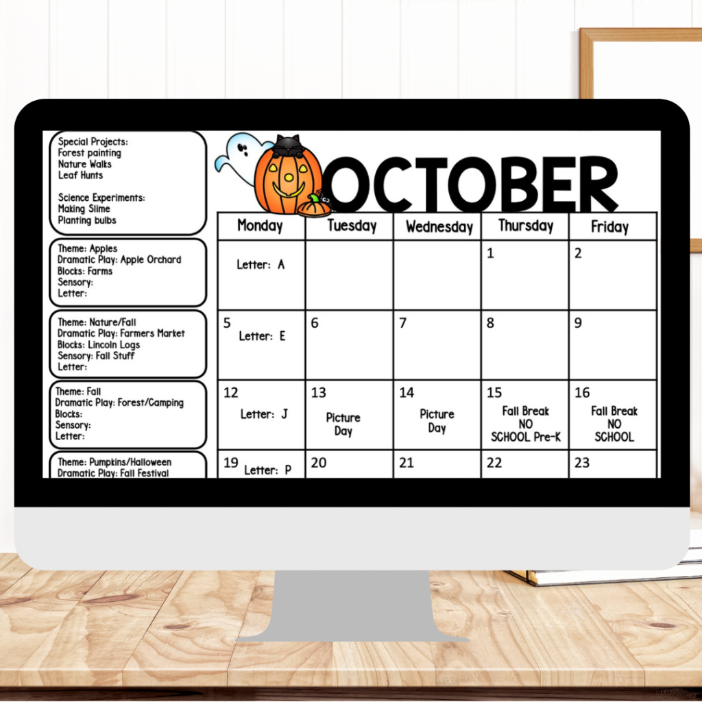 A planning calendar is a great tool to make Prreschool lesson planning easier