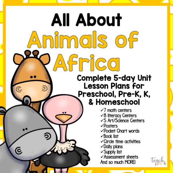 african animals theme activities for preschool