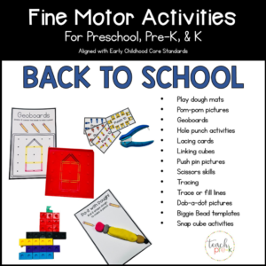 back to school theme fine motor activities for preschool