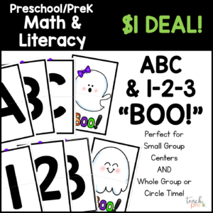 preschool math and literacy activities ABC and 123 " Boo!"