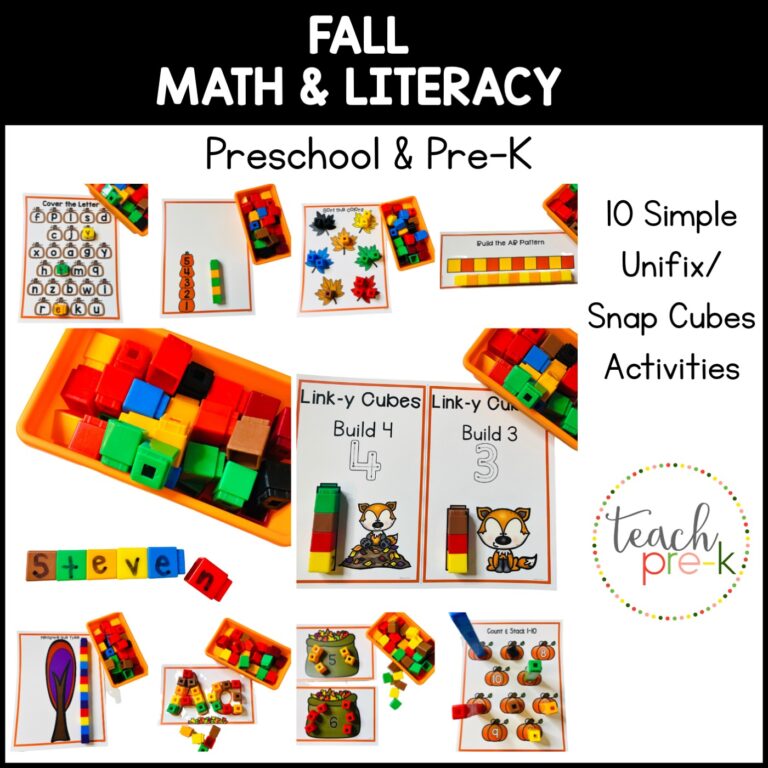 10 Simple Fall Unifix Cube Math & Literacy Activities for Preschool ...